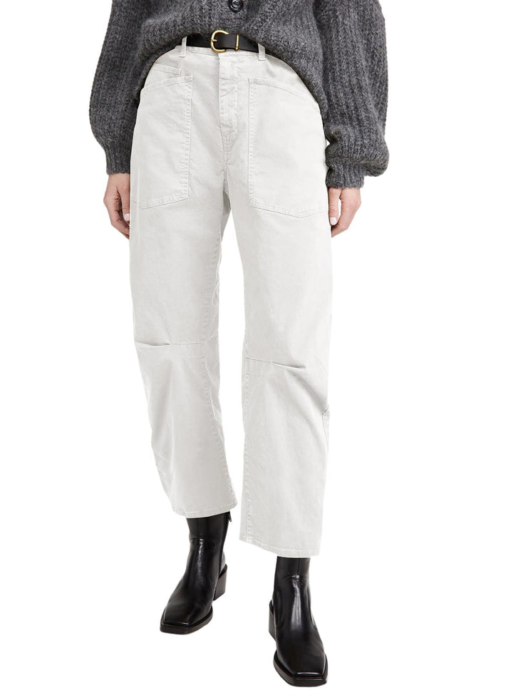 Damen halbhohe Denim-Hose mit einzigartigen aufgesetzten Taschen Drune