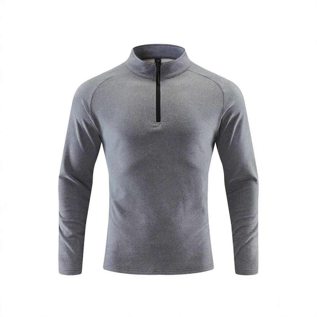 Herren Atmungsaktives Funktions-Langarmshirt mit Stehkragen und kurzem Reißverschluss Drune