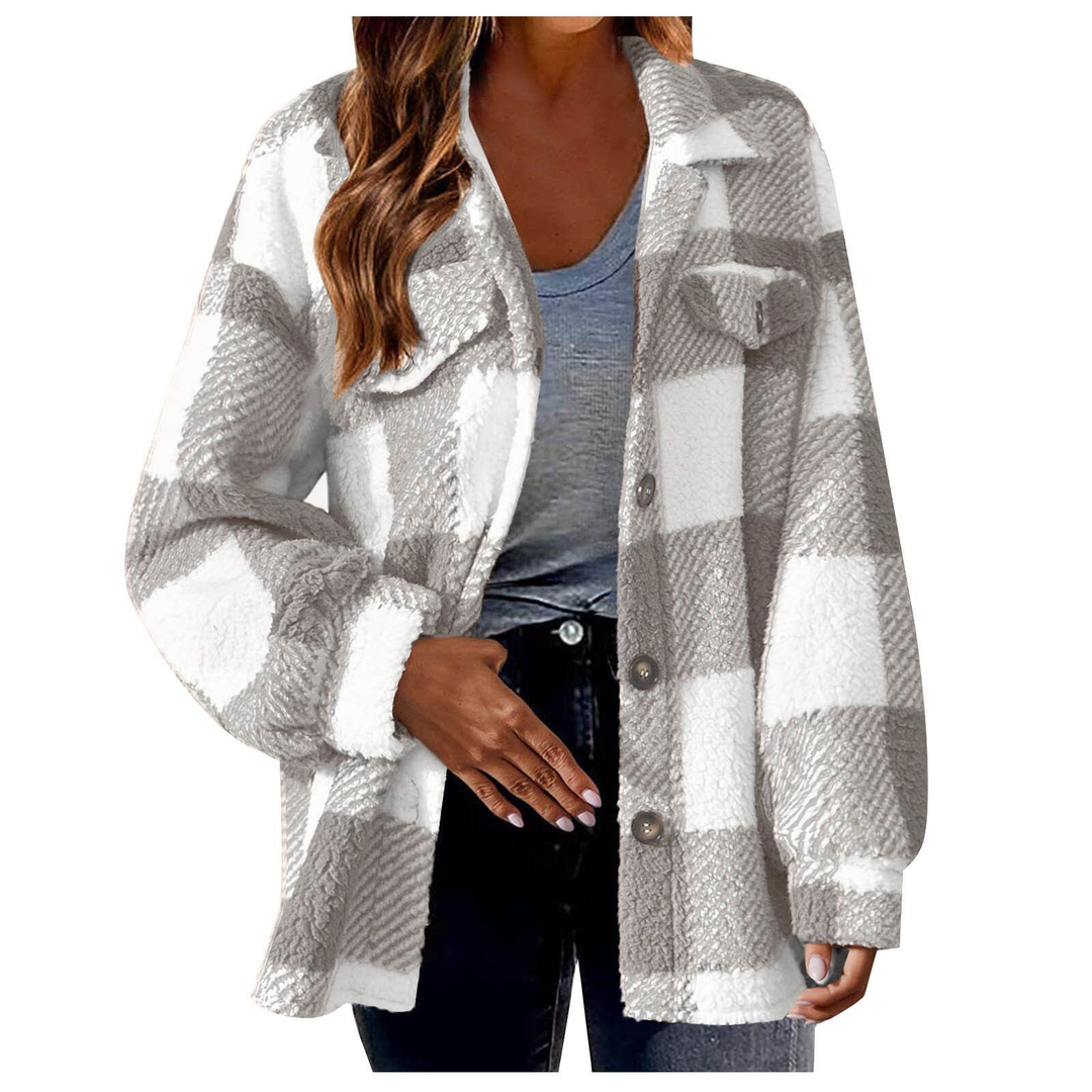 Drune | Fleece Jacke mit Karomuster - Warme