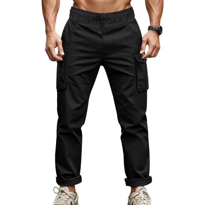 Herren nan urbane Cargo‑Chino im Joggingstil mit elastischem Tunnelzugbund und multifunktionalen Taschen Drune