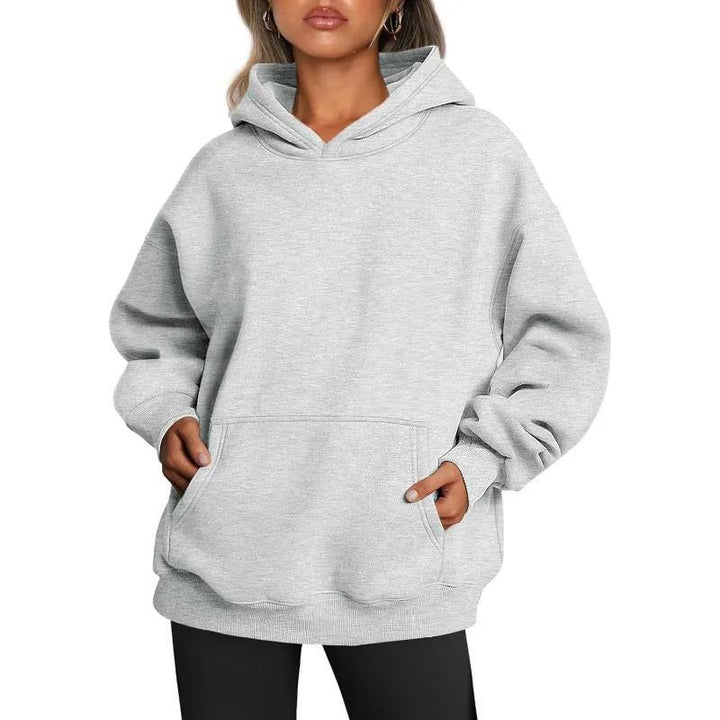 Damen nan oversized Kapuzenpullover mit verlängerter Silhouette und Kängurutasche Drune