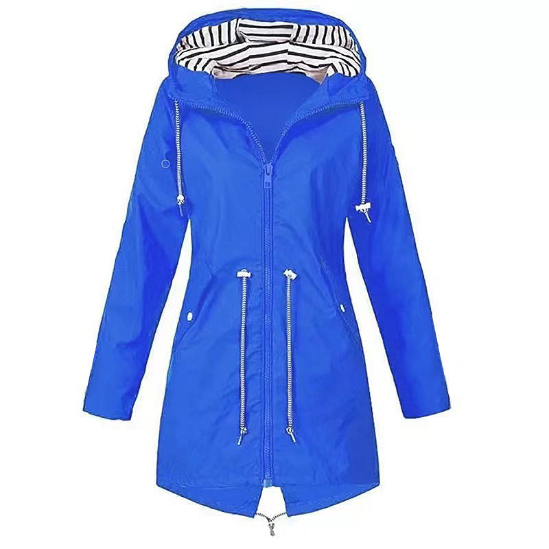 Drune | Damen Wasserdichte Regenjacke Mit Kapuze Und Blumenmuster | Perfekt Für Outdoor Aktivitäten