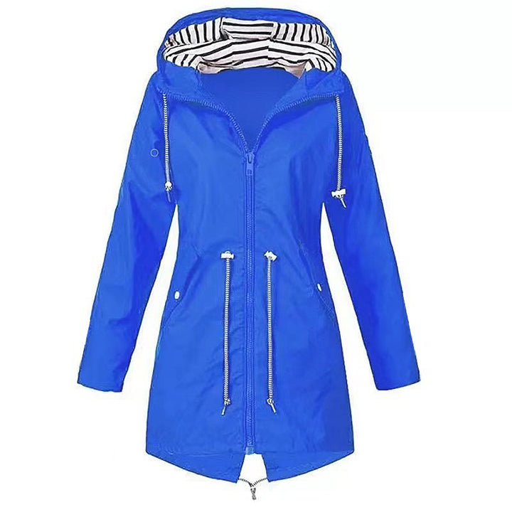 Drune | Damen Wasserdichte Regenjacke Mit Kapuze Und Blumenmuster | Perfekt Für Outdoor Aktivitäten