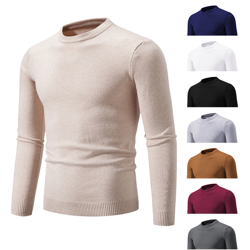 Herren Feiner Strickpullover mit Rundhalsausschnitt und Rippdetails Drune