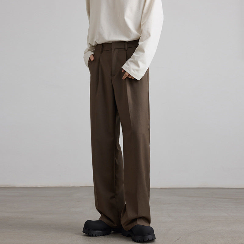Herren Weite Hochtaillierte Bundfaltenhose mit Bügelfalte und entspannter Silhouette Drune
