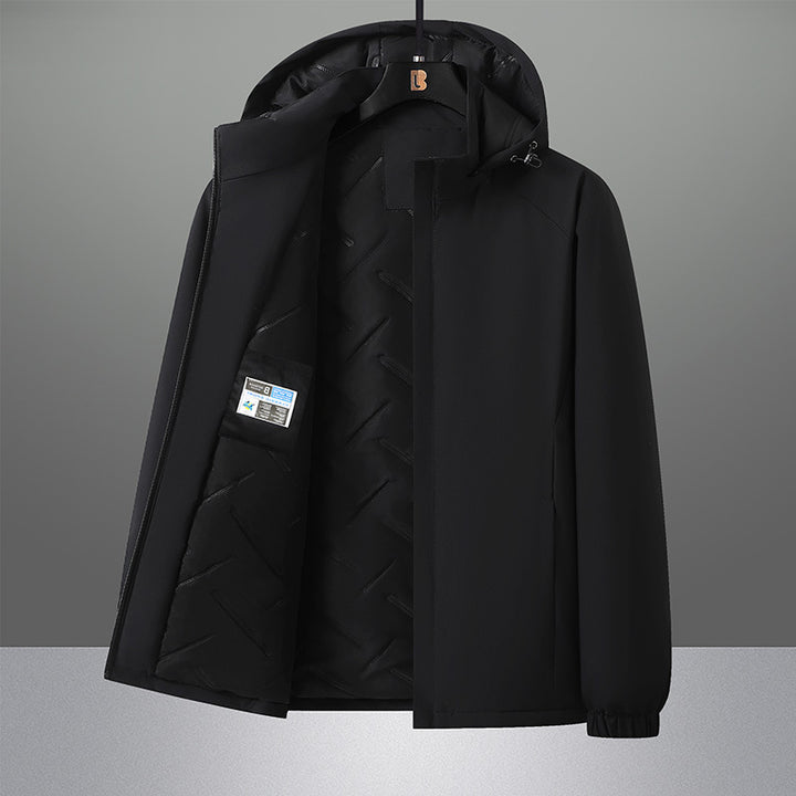 Herren wasserabweisender Urban-Softshell-Kapuzenblouson mit leicht wattierter Steppinnenlage, verdecktem Reißverschluss und elastischen Bündchen Drune