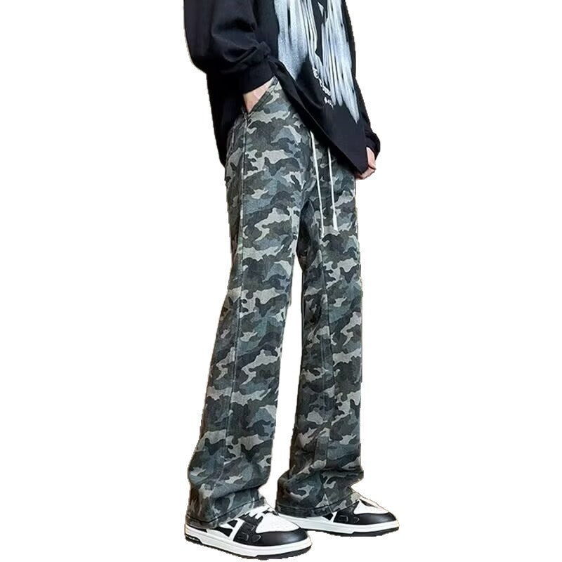 Herren weite Cargohose mit modischem Camouflage-Muster und verstellbarem Bund Drune