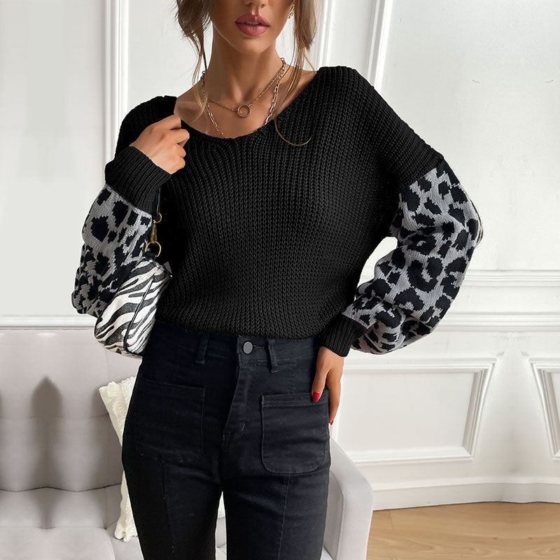 Damen Stylish Rippstrickpullover mit Karomuster Drune