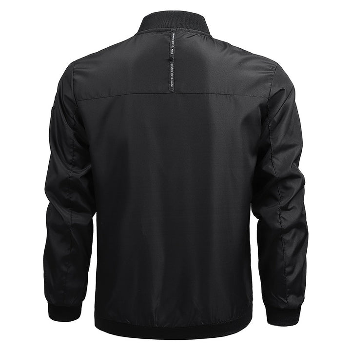 Herren Leichte wasserabweisende Bomberjacke mit Reißverschluss, Rippsaum & verdeckten Taschen Drune