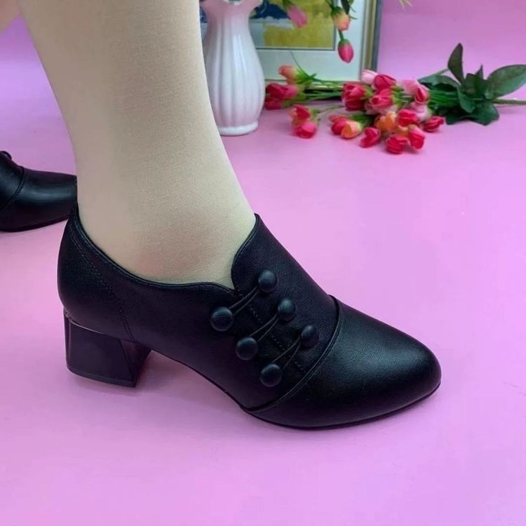Damen Elegante Heels mit dekorativen Knopfdetails und modernem Blockabsatz Drune