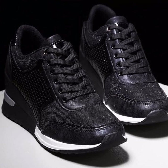 Damen Keil-Sneaker mit atmungsaktiver Mesh-Seitenfläche und gepolstertem Komfortfußbett Drune