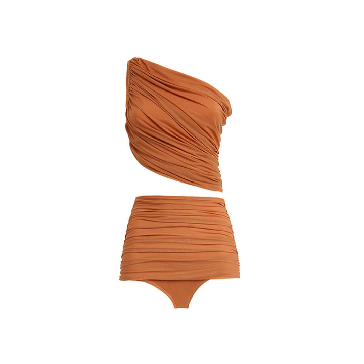 Damen Hochtaillierter Bikini mit asymmetrischem Oberteil und Wickelrock Drune