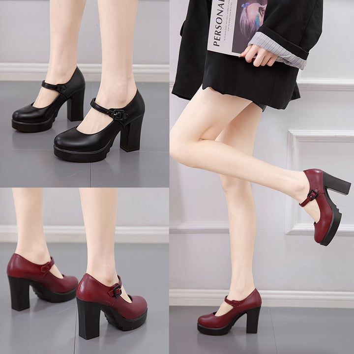 Damen elegante Mary Jane Pumps mit dekorativem Riemen und komfortablem Blockabsatz Drune