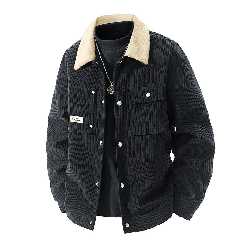 Herren modische Utility-Jacke mit Teddy-Kragen Drune