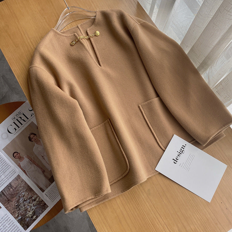 Damen Stilvolle Wolljacke mit langen Ärmeln Drune