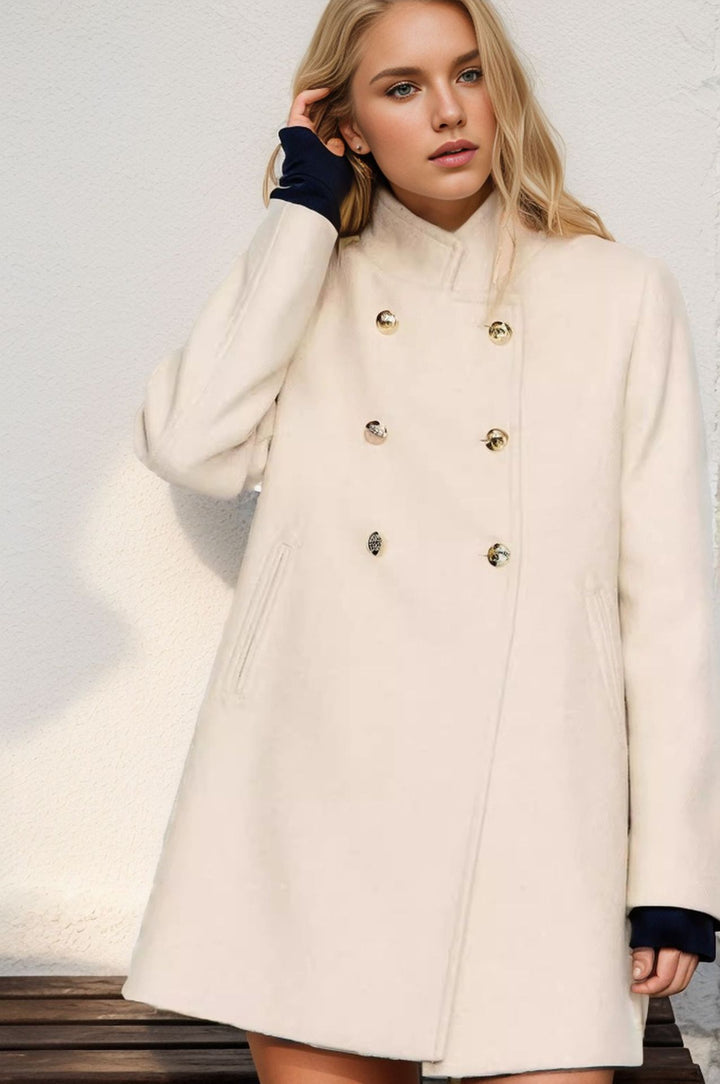 Damen eleganter Duffle-Mantel mit doppelter Knopfleiste und luxuriösen Details Drune