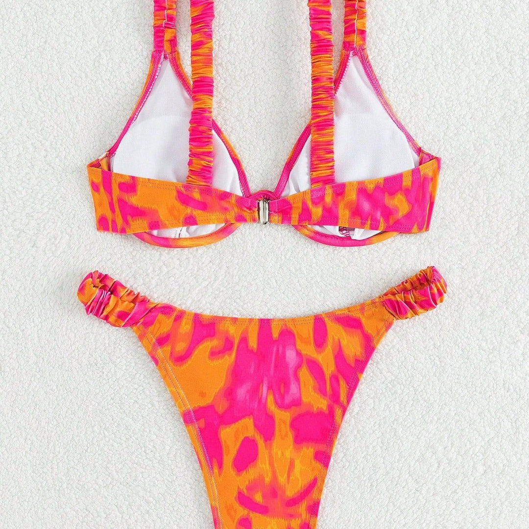 Damen Push-Up Bikini mit modischem Rüschendesign Drune