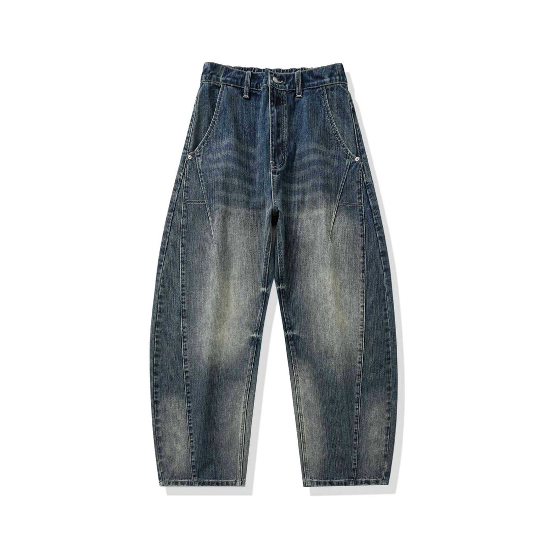 Damen High‑Waist Cargo-Jeans mit markanten Teilungsnähten und funktionalen Pattentaschen Drune