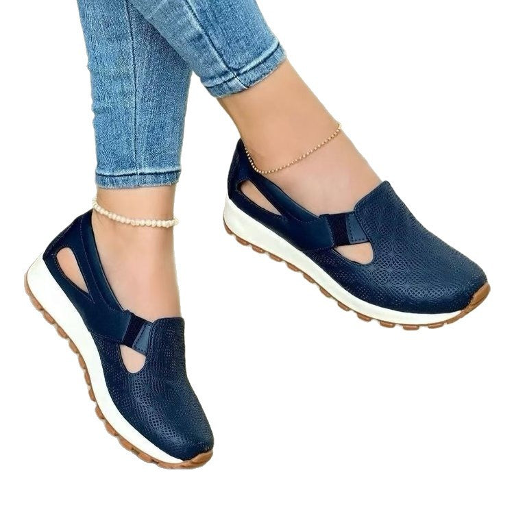 Damen  atmungsaktive Slip-On Keilsneaker aus Kunstleder mit Cut-Outs und gepolsterter Komfortsohle Drune