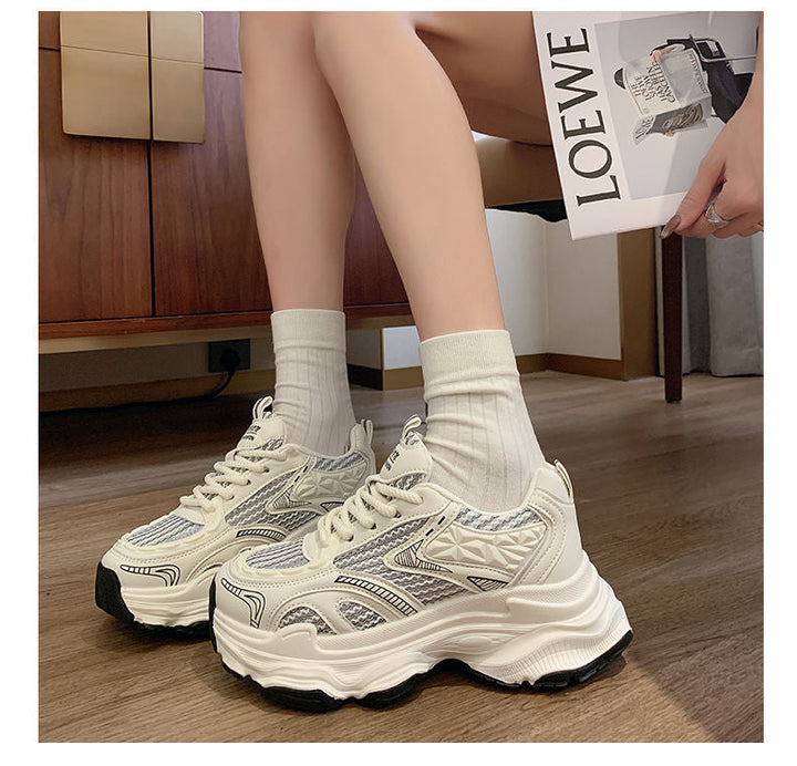 Damen Sportliche Chunky Sneakers mit atmungsaktiver Netzstruktur und dämpfender Sohle Drune