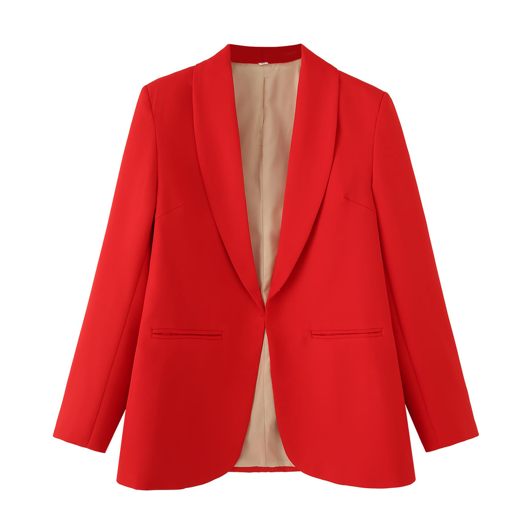 Damen nan eleganter Longblazer mit Schalkragen, unstrukturiertem Fall und paspelierten Leistentaschen Drune