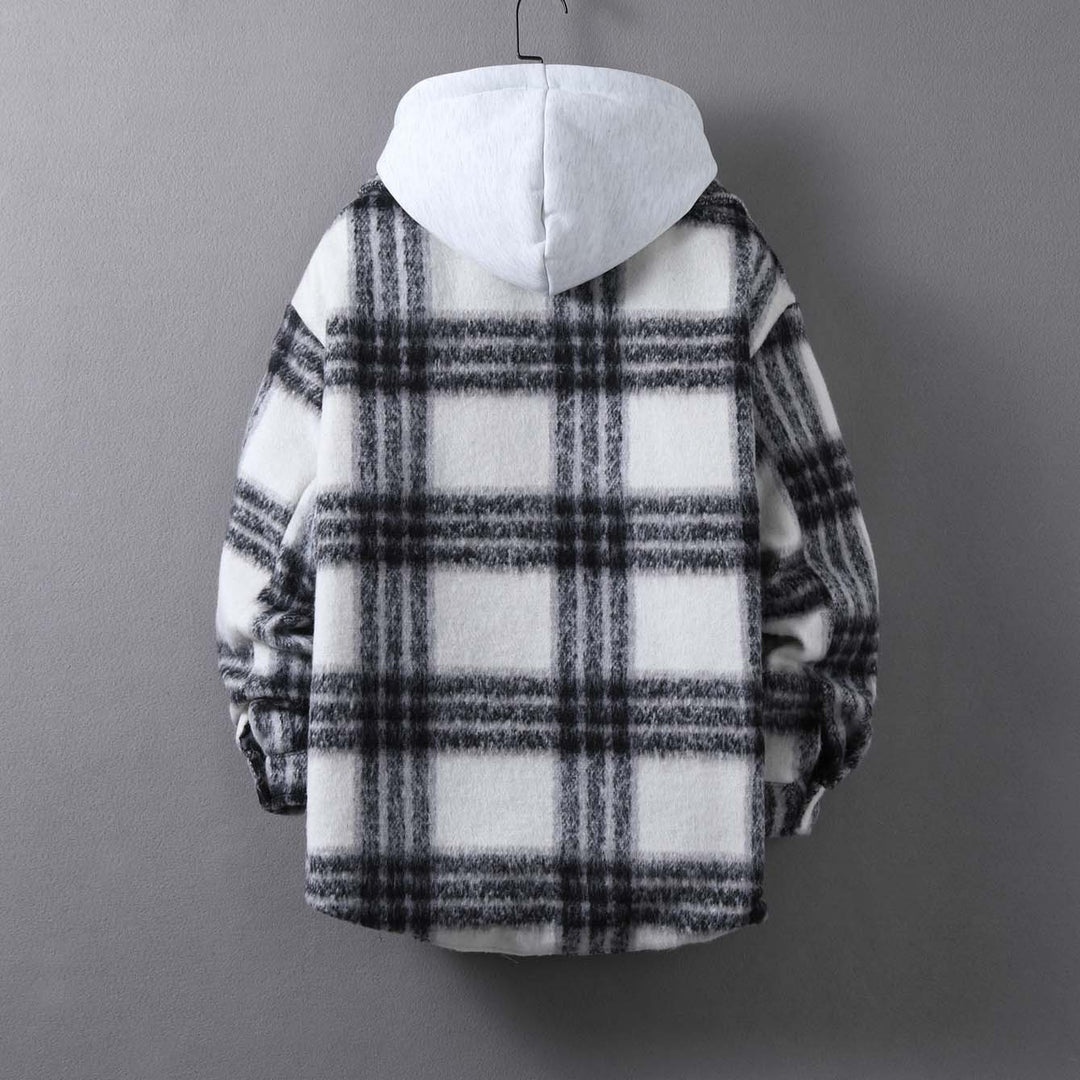 Damen lässige Karojacke mit weichem Futter und praktischen Taschen Drune