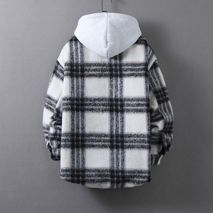 Damen lässige Karojacke mit weichem Futter und praktischen Taschen Drune