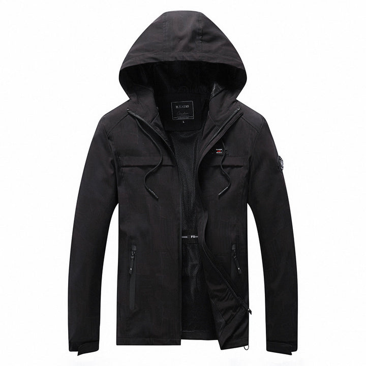 Herren Leichte Softshell‑Hybridjacke mit Netzfutter, wasserabweisender Membran und Reißverschlusstaschen Drune