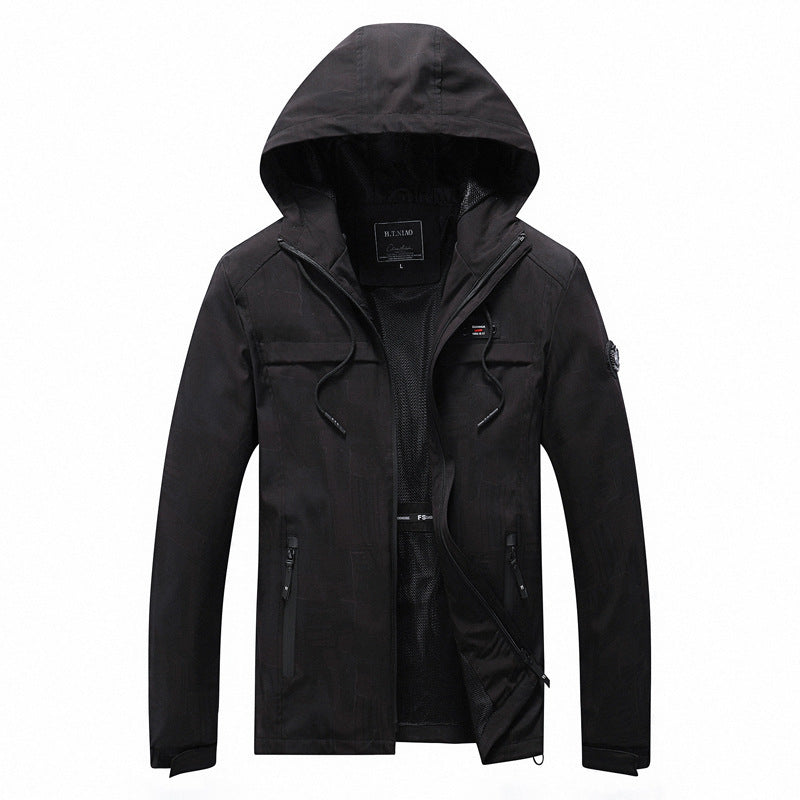 Herren Softshell-Jacke mit Kapuze, winddichtem Außenmaterial und atmungsaktivem Meshfutter Drune