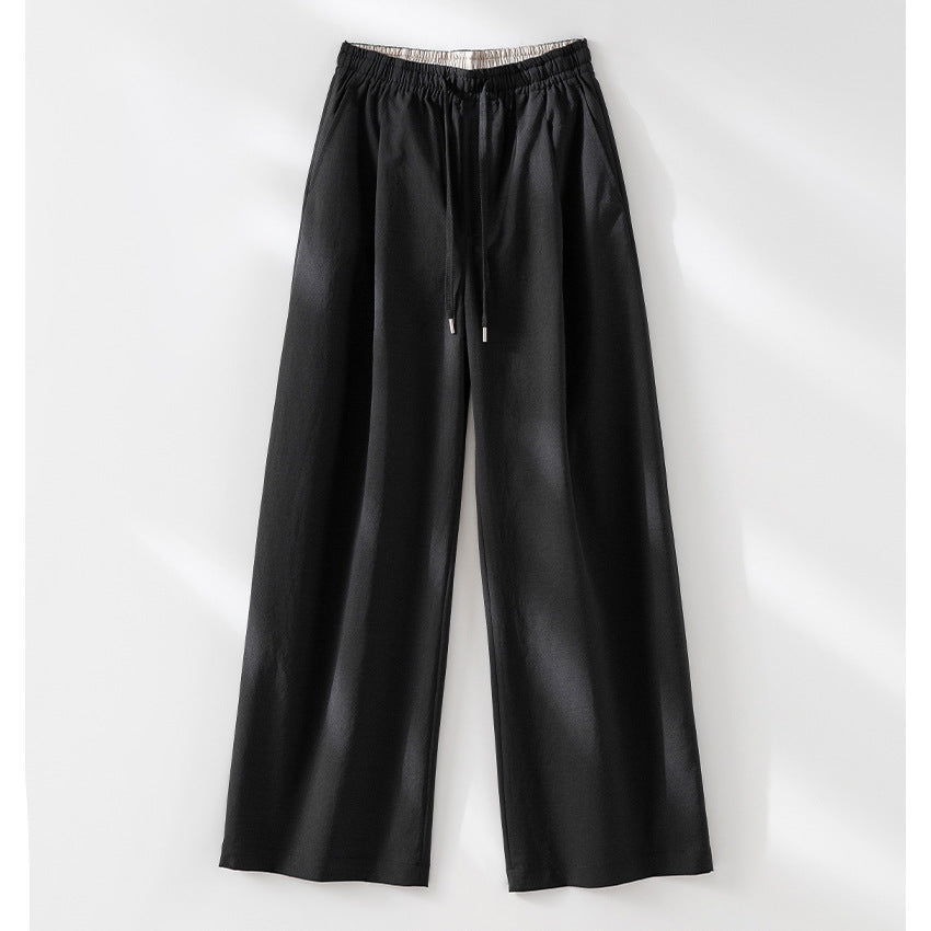 Damen Weite Tunnelzug-Hose mit Elastikbund, geradem Bein und Eingrifftaschen Drune