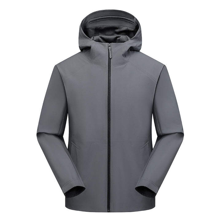 Herren Wasserabweisende Softshell-Outdoorjacke mit Kapuze, verschweißten Nähten & minimalistischer Reißverschluss Drune