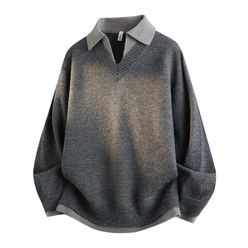 Herren Klassischer Grobstrickpullover mit V-Ausschnitt Drune