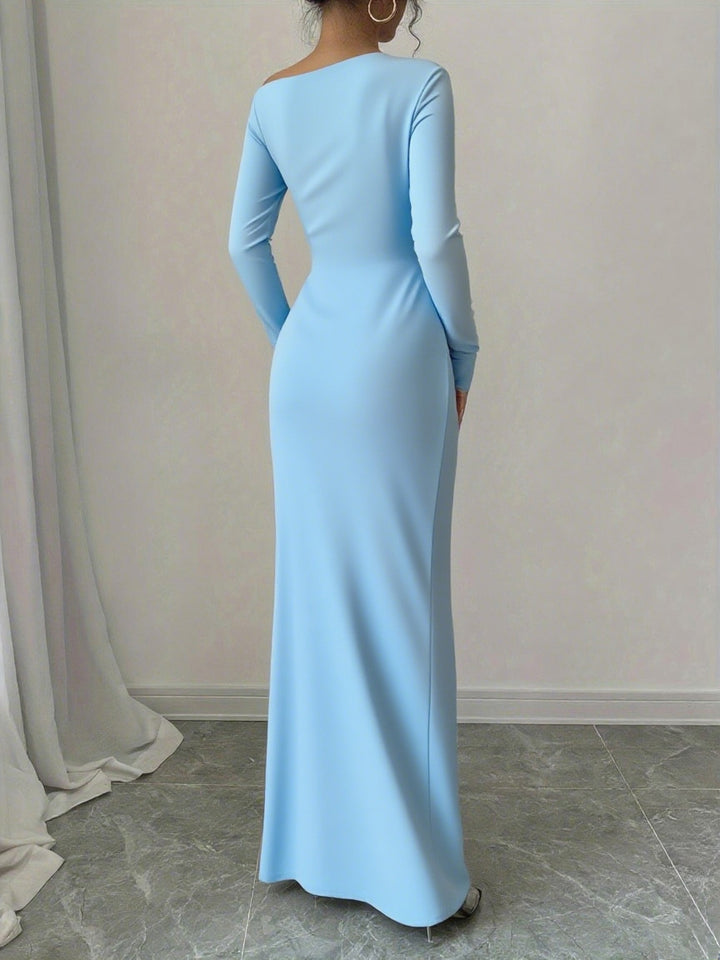 Damen elegantes Langarmkleid mit floralem Motiv Drune