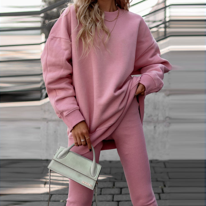 Damen Lässiges Sweatshirt mit überschnittenen Schultern und weichem Innenfutter Drune