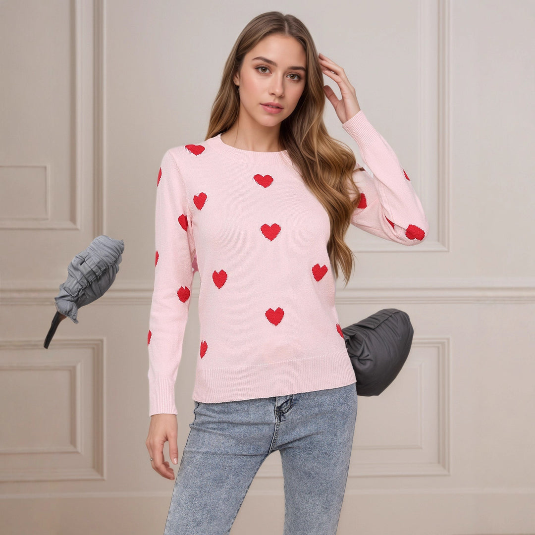 Damen Strickpullover mit Herz-Design und feiner Struktur Drune