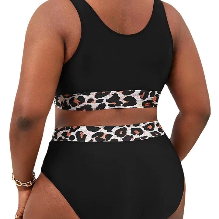 Damen Sportlicher Hochschnitt-Bikini mit Leopardenmuster Drune