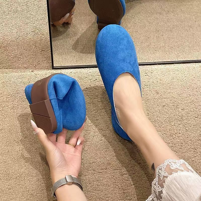 Damen Minimalistische Wildleder-Ballerina-Slipper mit gepolstertem Komfortfußbett Drune