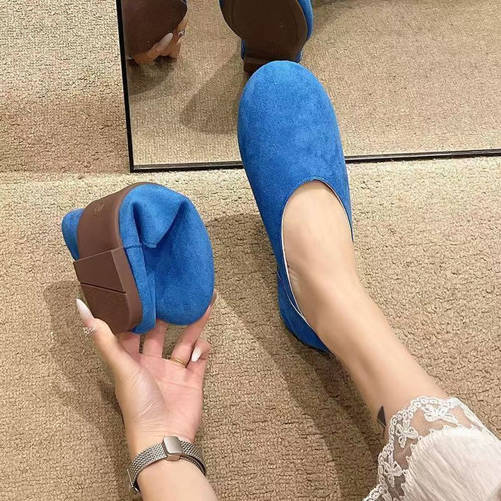 Damen Minimalistische Wildleder-Ballerina-Slipper mit gepolstertem Komfortfußbett Drune