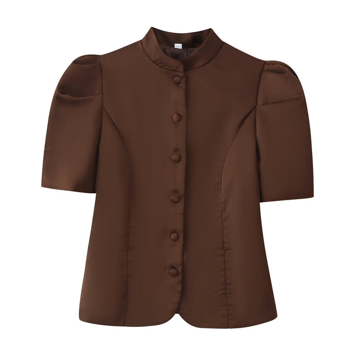 Damen Blazer mit Puffärmeln und elegantem Stehkragen Drune