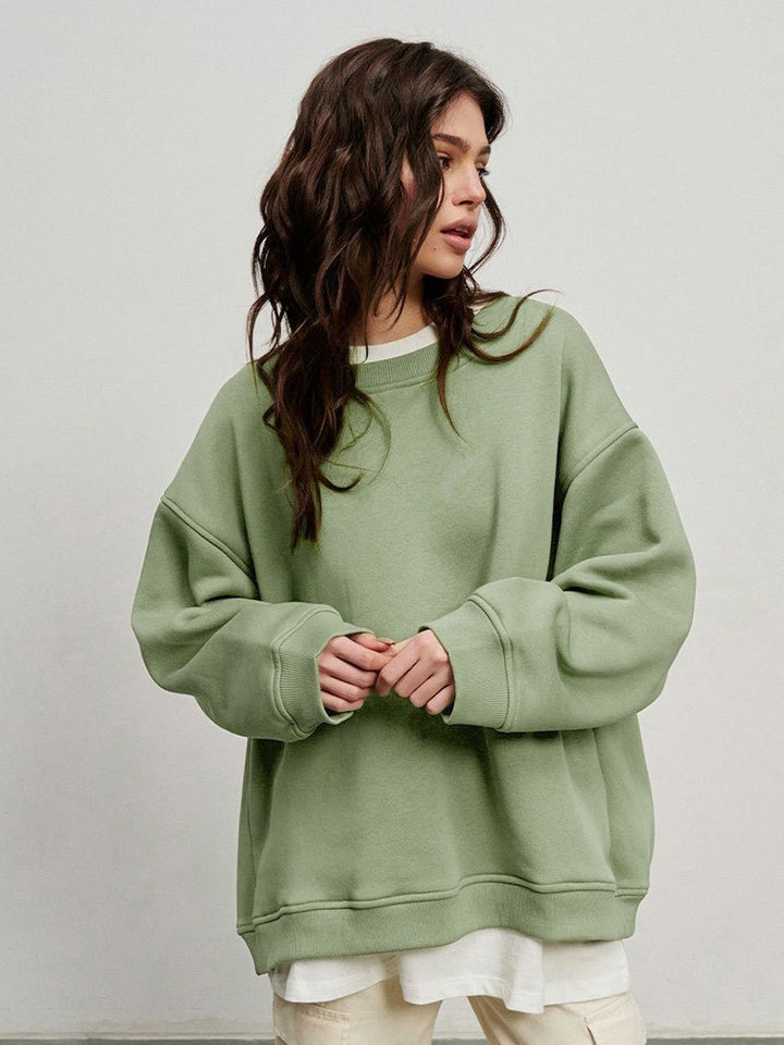 Damen Oversized Sweatshirt mit dropped Shoulder und weichem Fleece-Waren Drune