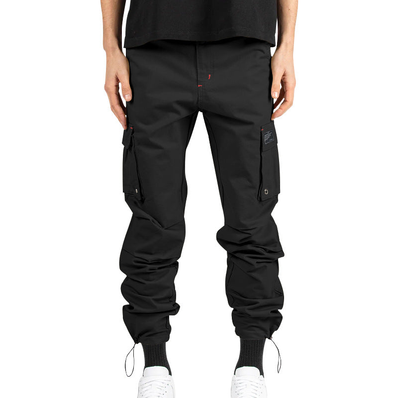 Herren nan Multitaschen-Freizeithose aus Baumwoll-Twill mit konischem Bein und verstellbarem Knöchelzug Drune