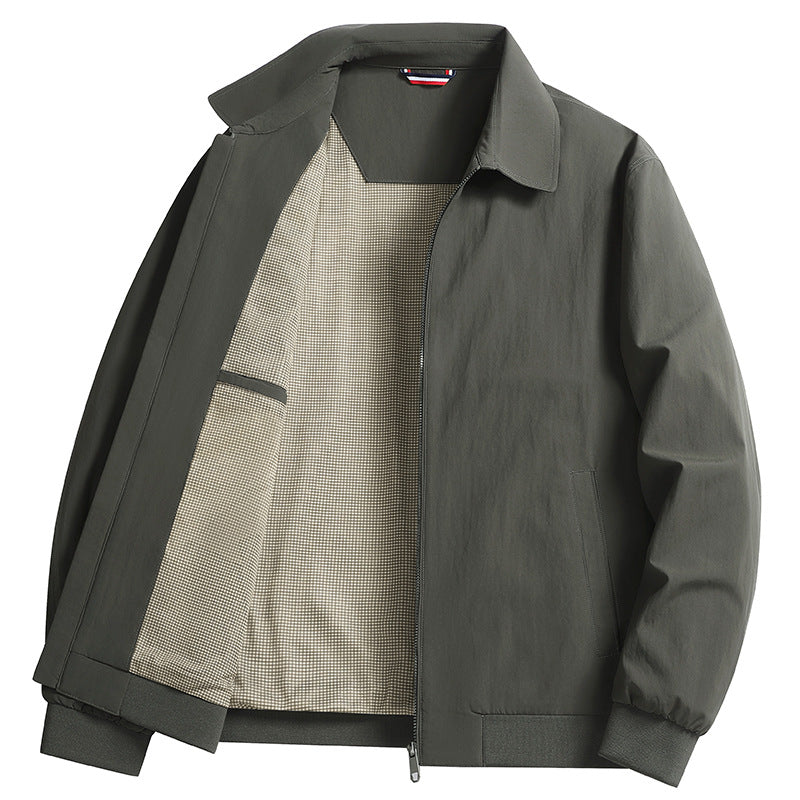 Herren Leichte Windjacke mit kariertem Innenfutter, durchgehendem Reißverschluss und Rippbündchen Drune