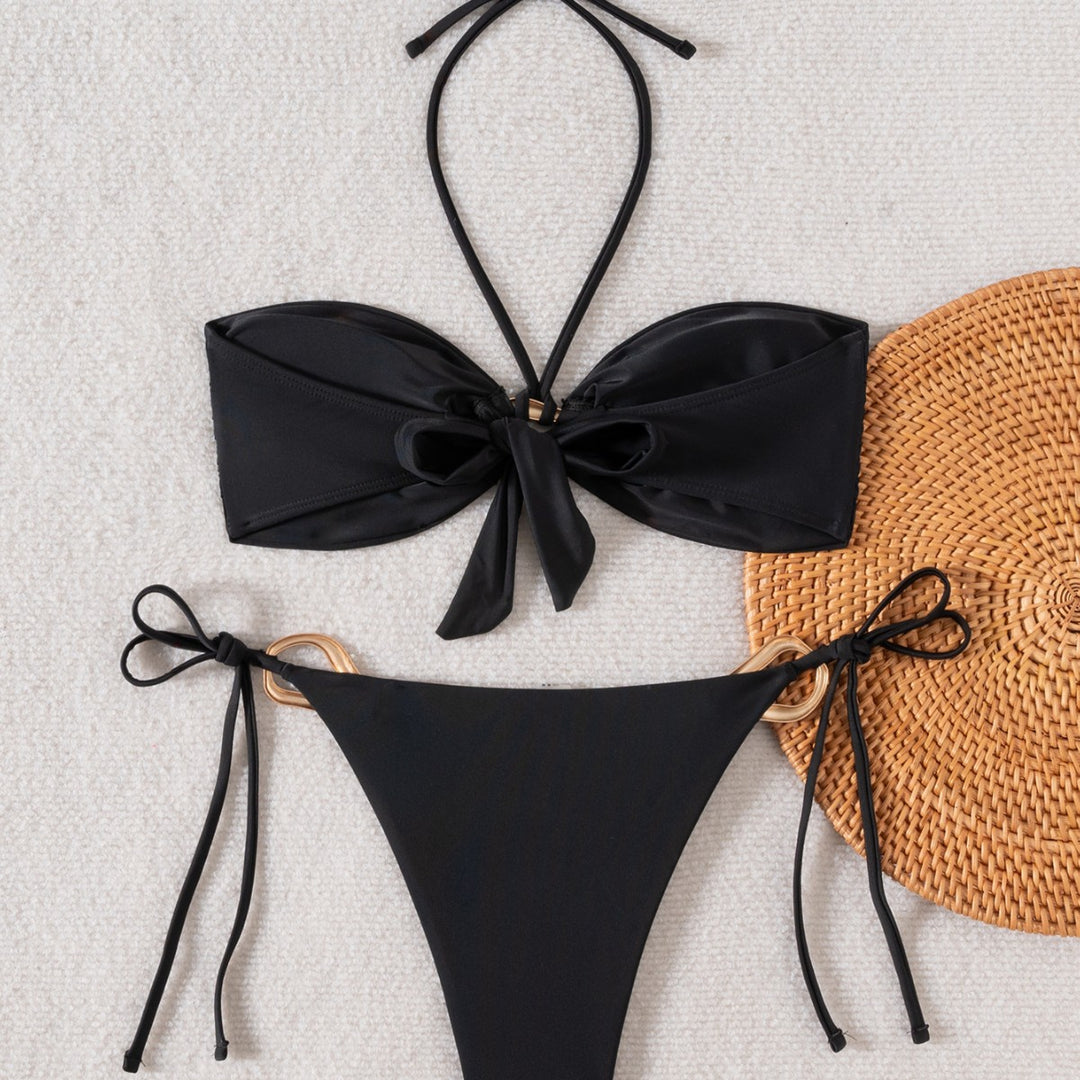 Damen Bandeau-Bikini mit Gold-Accessoires Drune