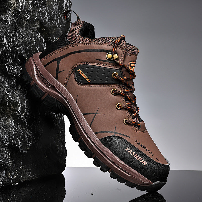 Herren knöchelhoher Outdoor‑Trekkingstiefel aus robustem Synthetik mit verstärkter Zehenkappe und griffiger Mehrzonen‑Profilsohle Drune