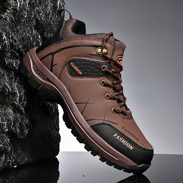 Herren knöchelhoher Outdoor‑Trekkingstiefel aus robustem Synthetik mit verstärkter Zehenkappe und griffiger Mehrzonen‑Profilsohle Drune