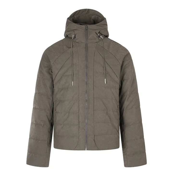 Herren wattierte Kurz-Steppjacke mit Kapuze, Tunnelzug und durchgehendem Reißverschluss Drune