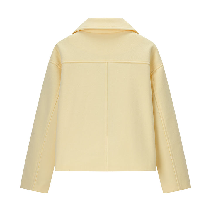 Damen Kurzer Oversize Wollmix Doppelreiher mit weitem Revers Drune
