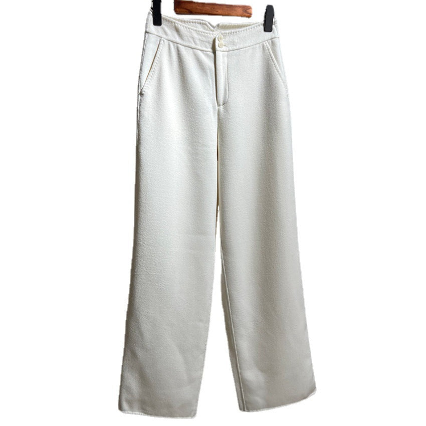 Damen Hochtaillierte Wollmix-Palazzohose mit geradem Fall und verdecktem Hakenverschluss Drune