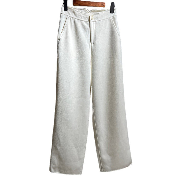 Damen Hochtaillierte Wollmix-Palazzohose mit geradem Fall und verdecktem Hakenverschluss Drune