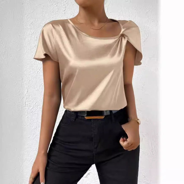 Drune | Satin Twist einfarbiger lockerer vielseitiger Top